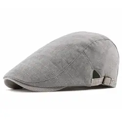 Cotton Solid Color Spring Summer Newsboy Caps Flat Peaked Cap Men and Women Painter Beret Hats 15