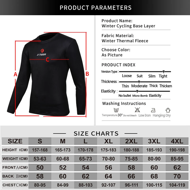 X-TIGER Inverno Ciclismo Manica Lunga Strato di Base Biancheria Intima In Pile Sport Bike Shirt Tenere In Caldo di Corsa di Strada Della Bicicletta Maglie Da Ciclismo