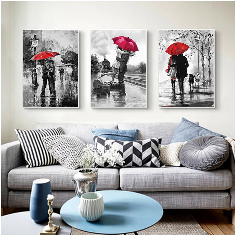 3 peças imagens bordadas com diamantes vermelho guarda-chuva casal pintura de diamantes 5d faça você mesmo ponto de cruz quadrado completo redondo mosaico embutido