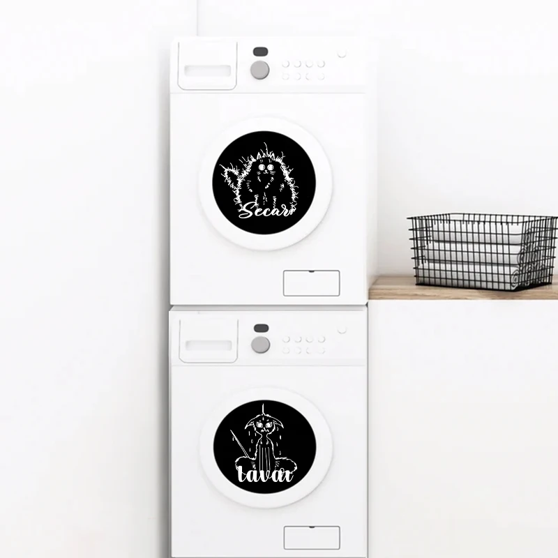 Spanish Wash Dry Sign Quotes Vinyl Decals Spain Laundry Room Decor Funny Wet Cat Decal Washing Machines Door Decor Vinyl Sticker