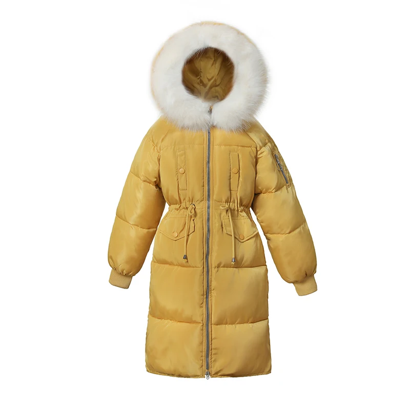 Giacca invernale abbigliamento donna 2019 cappotto imbottito coreano in cotone cappotto con cappuccio in pelliccia grande Parka lungo da donna Hiver 1803