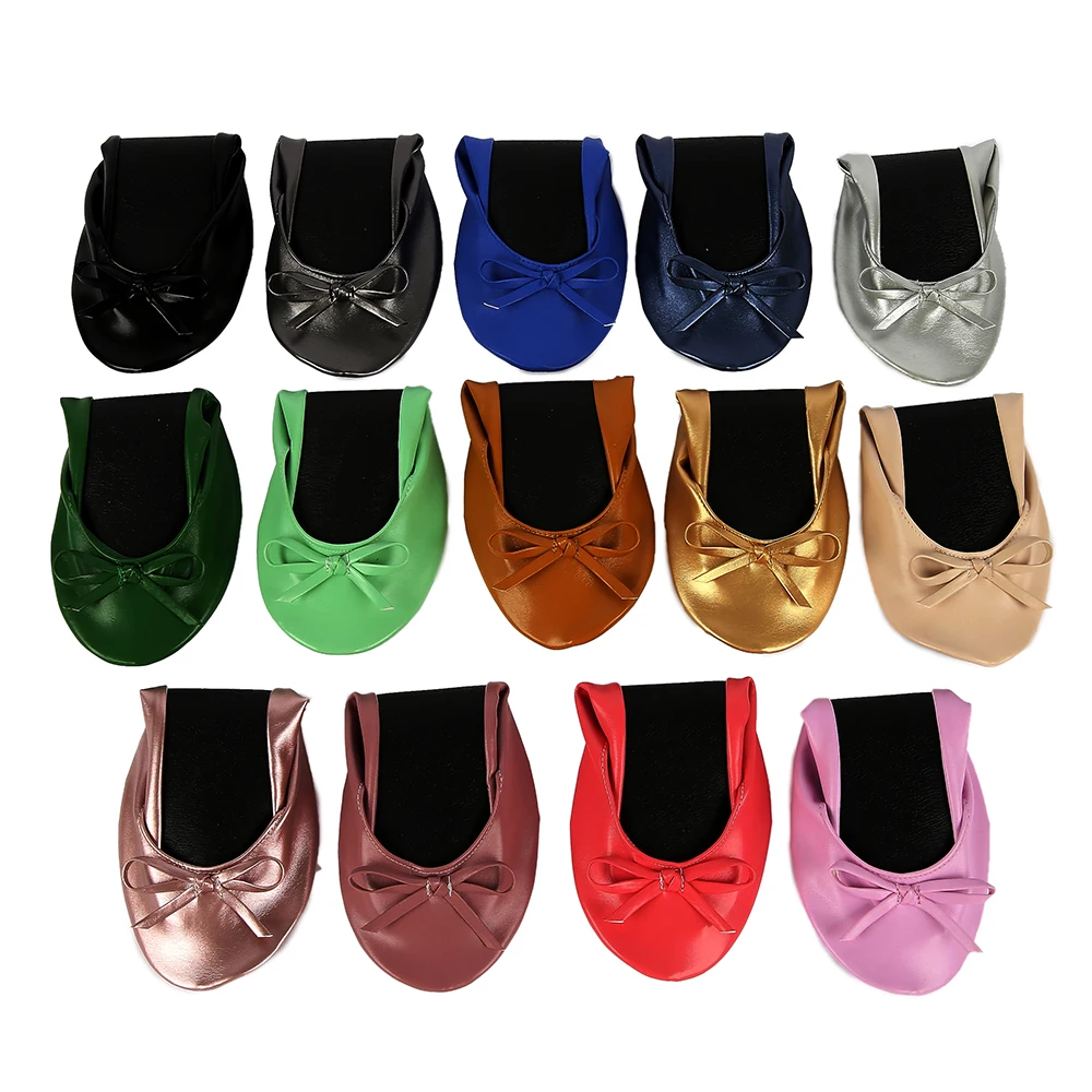 Aohaolee Woman PU Ballerina Fitness Ballet Flats Foldable Shoes Portable Ballet Dancers Comfortable Ballroom Women Shoes