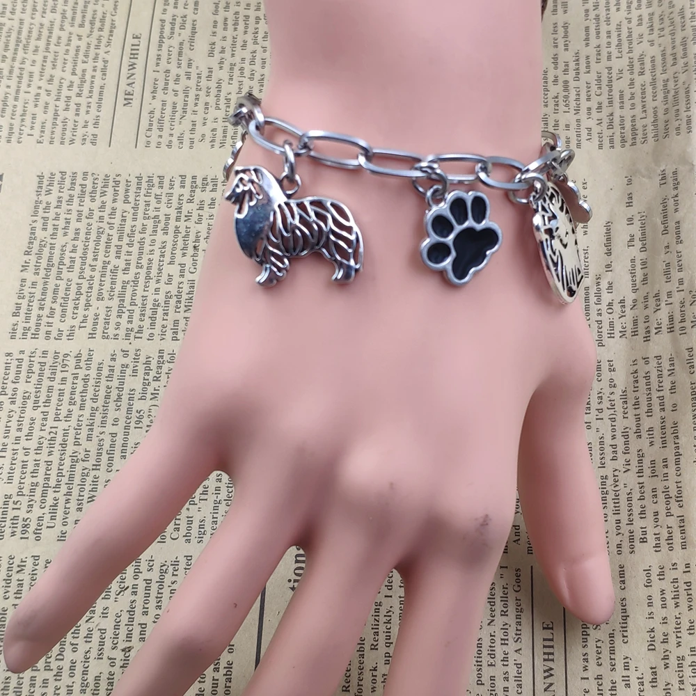 13 Styles Stainless Steel Charm Chain Bracelets Dog Animal Men Women Poodle Bull Terrier Rottweiler Doberman Drop Shipping