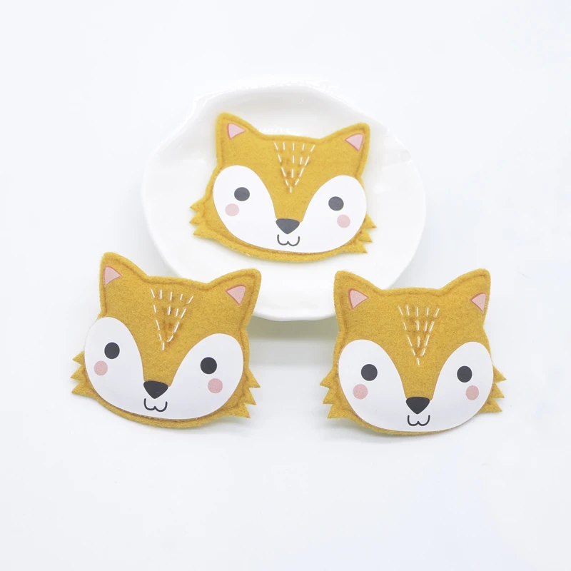 10 sztuk 50*42mm wyściełane tkaniny drukowanie Fox Handmade aplikacje dla DIY ubrania kapelusz legginsy łatki do szycia nakrycia głowy akcesoria do wystroju wnętrz