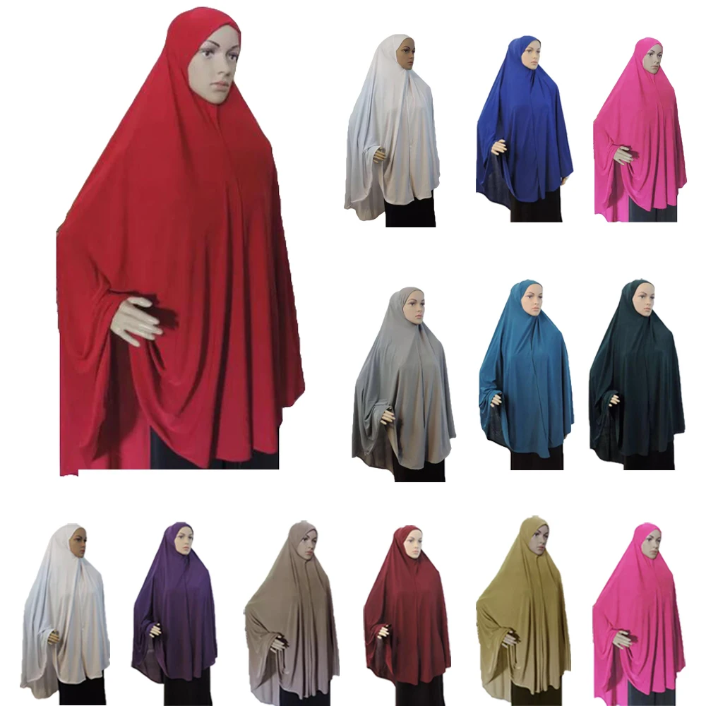 Large Full Cover Muslim Women Prayer Dress Niquab Long Scarf Khimar Hijab Islam Overhead Clothes Robes Ramadan Arabic Headdress