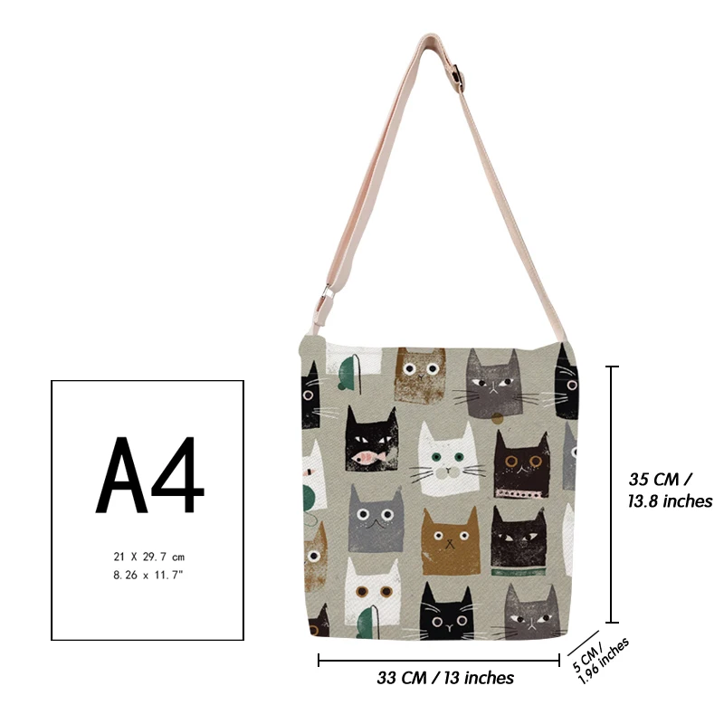 Cute Cartoon Cat Meow Print Canvas Shoulder Bag for Women 2021 New Tote  Handbags LadiesTravel Crossbody Bag Girls Satchels Gift