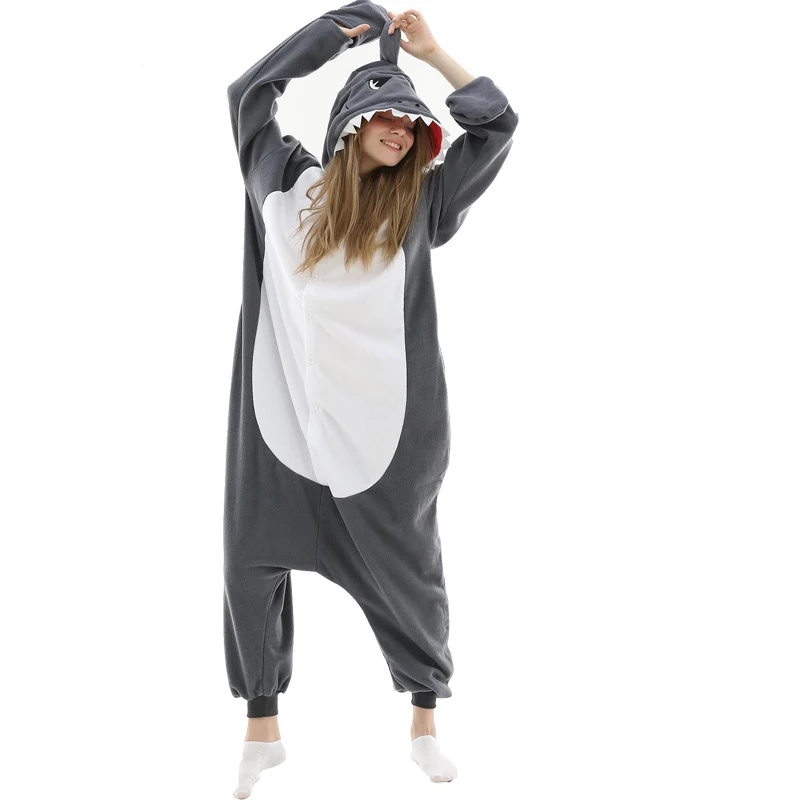 Shark Onesies For Adults Fleece Pijamas Kigurumi Anime Pajamas Women Whole Body Cosplay Costume Men One-Piece Pyjamas Halloween