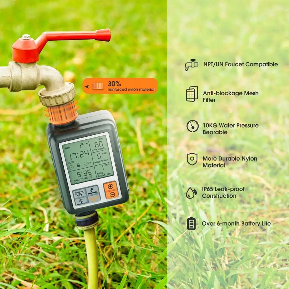 Electronic Automatic Water Timer, Sprinkler Controller, Outdoor Garden Timer, Watering Device, Irrigation Tools, LCD Screen