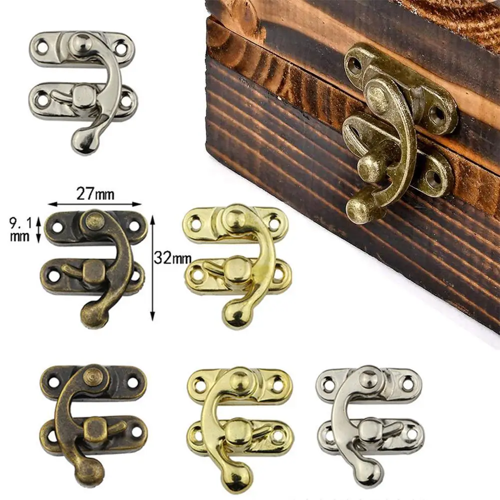 Antique Vintage Latch Catch Jewellery Box Hasp Pad Gift Chest Lock Hook Hinges Concealed Buckle Box Accessories