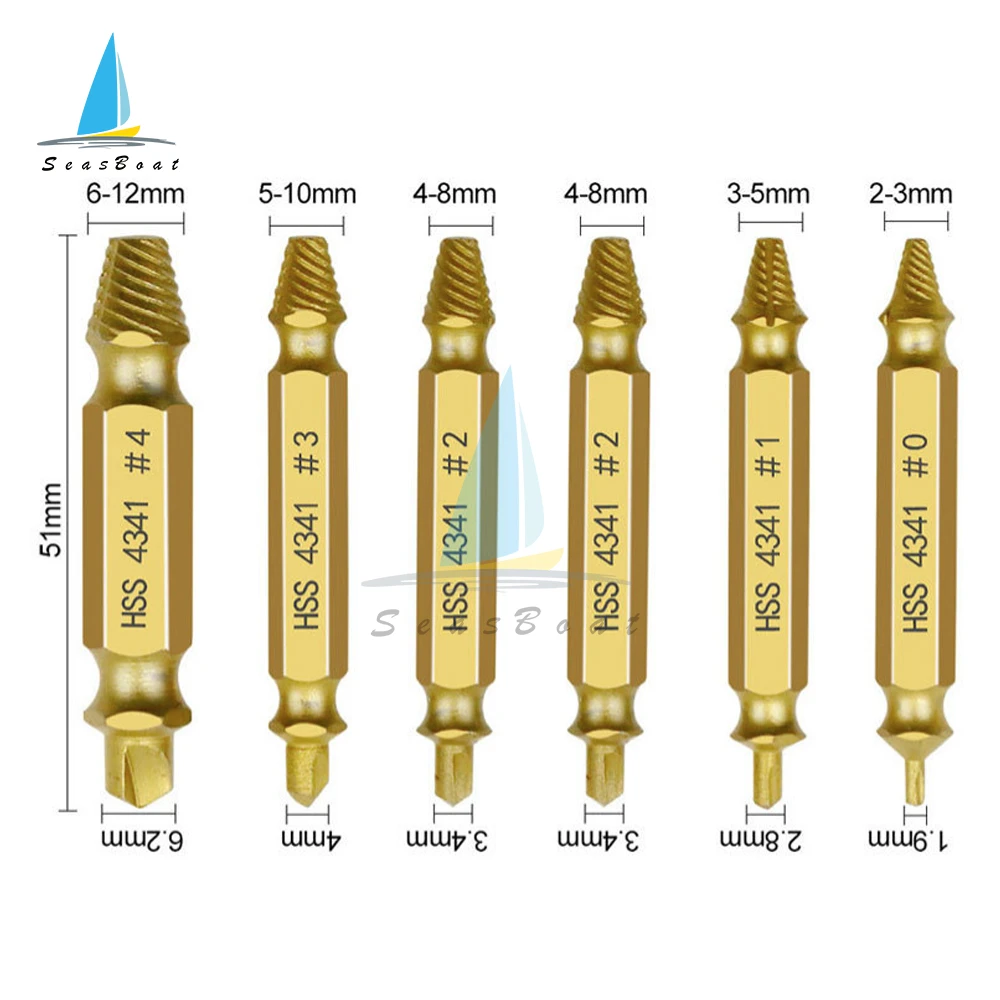 4/5/6pcs Damaged Screw Extractor Drill Bit Set Stripped Broken Screw Bolt Remover Extractor Easily Take Out Demolition Tools