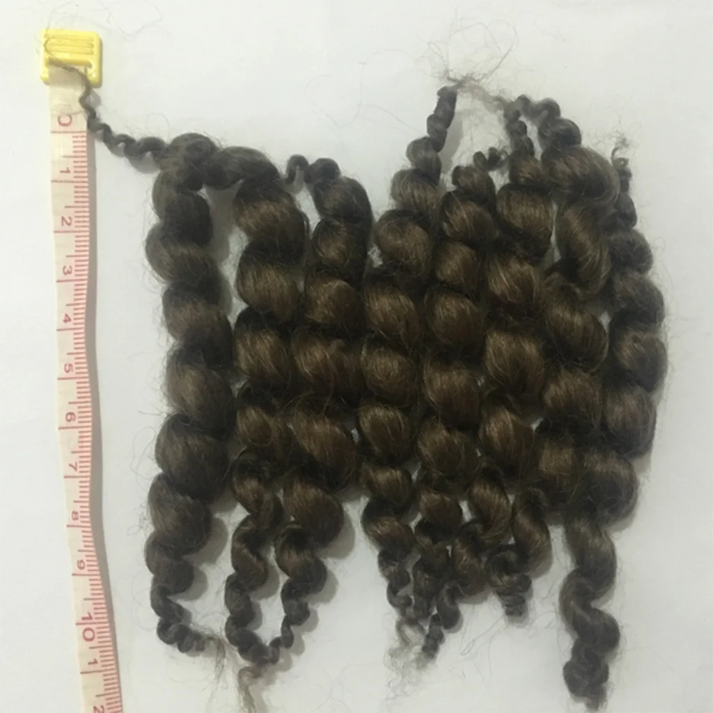 8 Stripes Pure Mohair Curly Hair Wig for Reborn Baby Newborn Doll Dark Brown