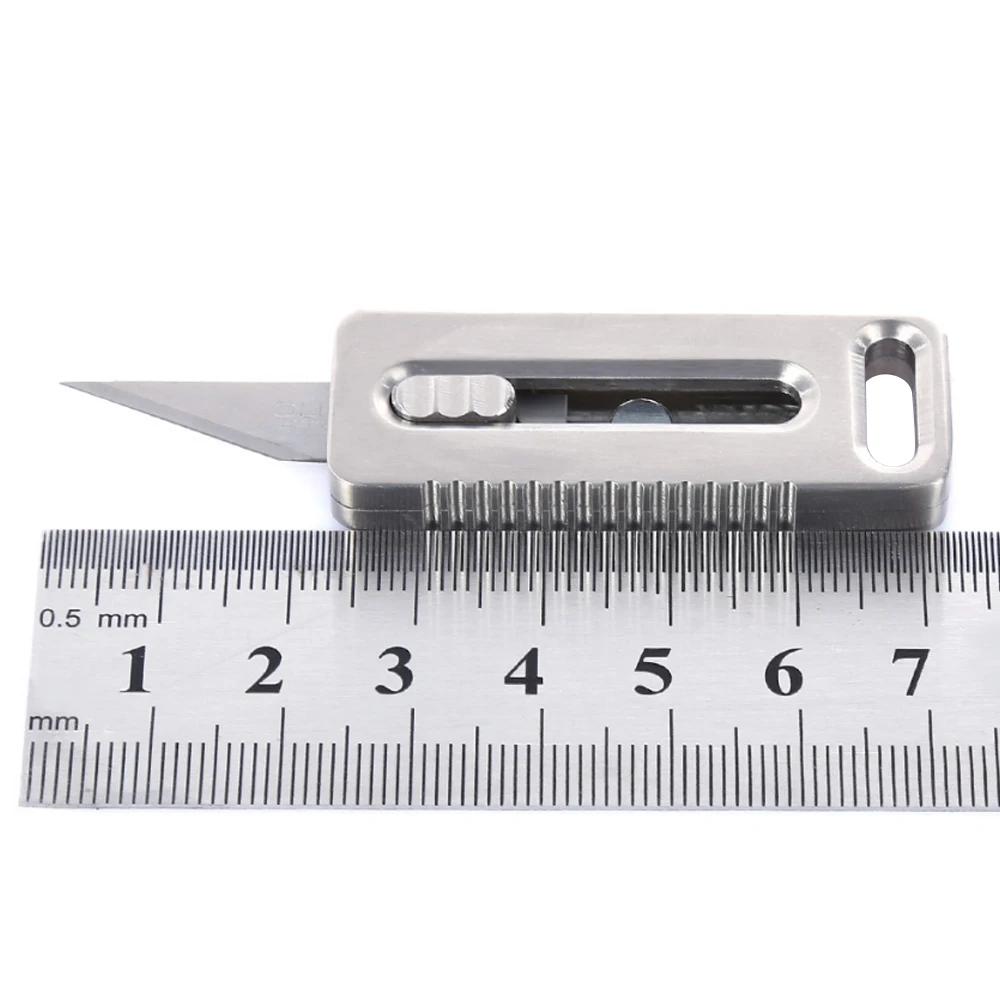 Utility Titanium Alloy Pocket Knife Mini EDC Engraved Self-Defense Key Chain Knife High Strength Corrosion Resistance Box Cutter