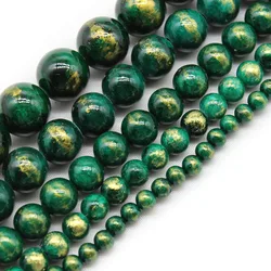 Natural Stone Dark Green Lapis Lazuli Jades Round Spacer Beads For DIY Jewelry Making Accessories Bracelet 15''Inch 4 6 8 10m