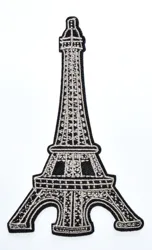Steel Tower White Paris France retro applique Embroidered Patches For Clothing Iron On Patches On Clothes DIY≈ 6.3 * 9.9 c