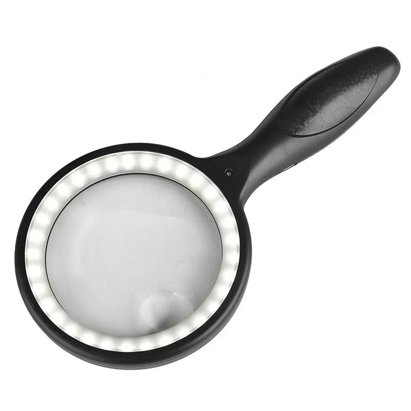 Lupa de mano de carga de alta definición con luz LED, lupa de lectura para niños y ancianos, gran oferta