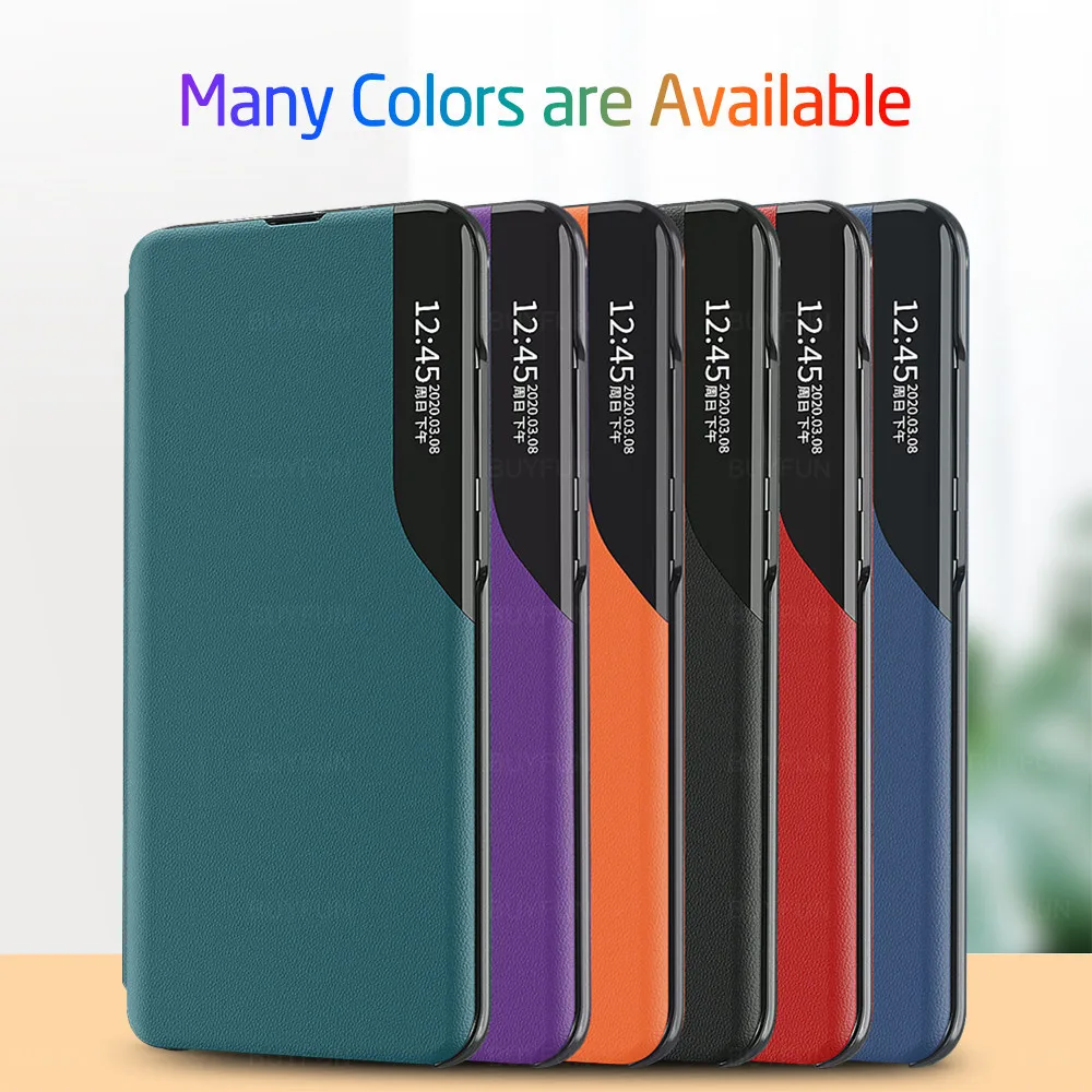 POCOF3 5G case leather smart view window magnetic stand flip covers for Pocophone little poco poxo poko f3 f 3 3f Global Version