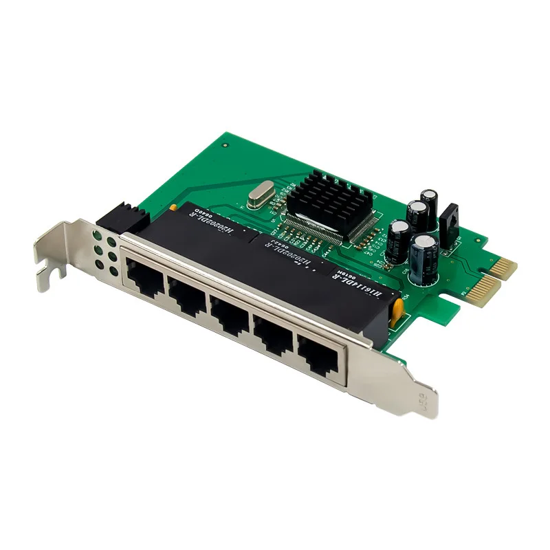 

PCIE X1 IC Plus Chip IP175C 5 Port RJ45 10/100 Ethernet Switch Card Transceiver Adapter Full-duplex Half-duplex Networking