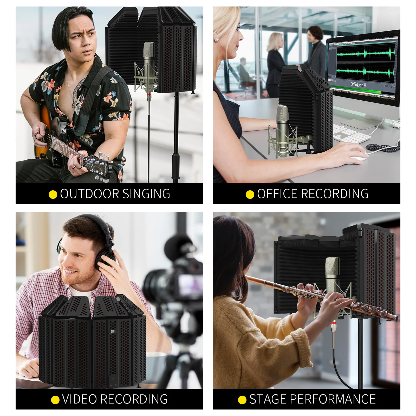 Schermo antivento per microfono XTUGA, schermo isolante per microfono filtro antivento per parabrezza per microfono a condensatore registrazione Audio in Studio