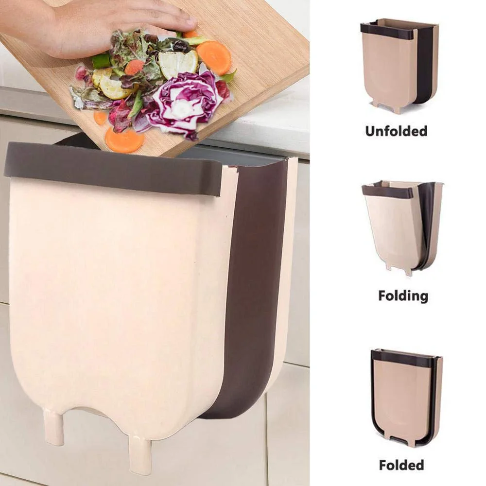 5L/10LFolding Waste Bin Kitchen Cabinet Door Hanging Trash Bin Trash Can Wall Mounted Trashcan For Bathroom Toilet Waste Storage