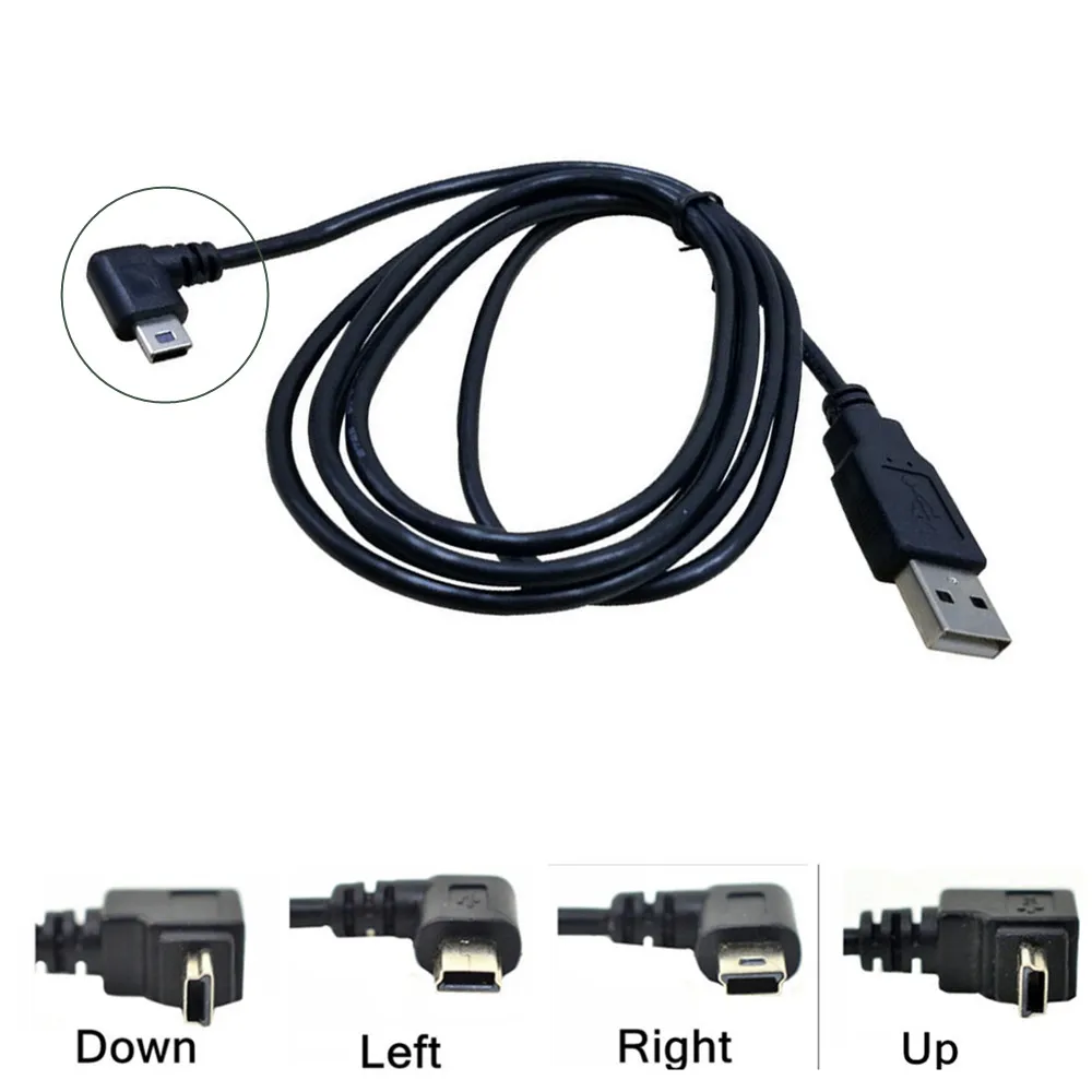 Kabel do transmisji danych USB męskiego do Mini USB B 5Pin męskiego 90 stopni w górę/w dół/w lewo/Adapter kątowy synchronizacja ładowania 0.25M 0.5M