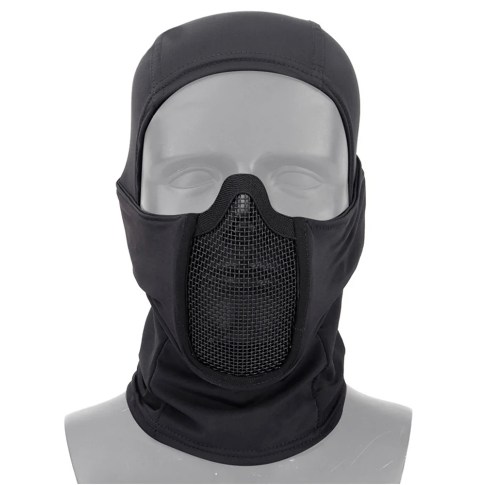 Tactische Full Face Stalen Gaas Masker Jacht Airsoft Paintball Masker Hoofddeksels Cs Game Motorfiets Schieten Fietsen Beschermende Maskers