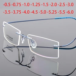 Lightweight Rimless Glasses Memory Titanium Eyeglasses Small Frame Spectacle Prescription Optical -0.5 -1 -1.5 -2 -2.5 -3 -4 -5