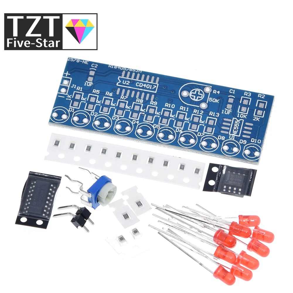 TZT 1/3/5PCS NE555+CD4017 LED-Lauflicht Elektronik-Bausatz DIY-Kit – Detail 3