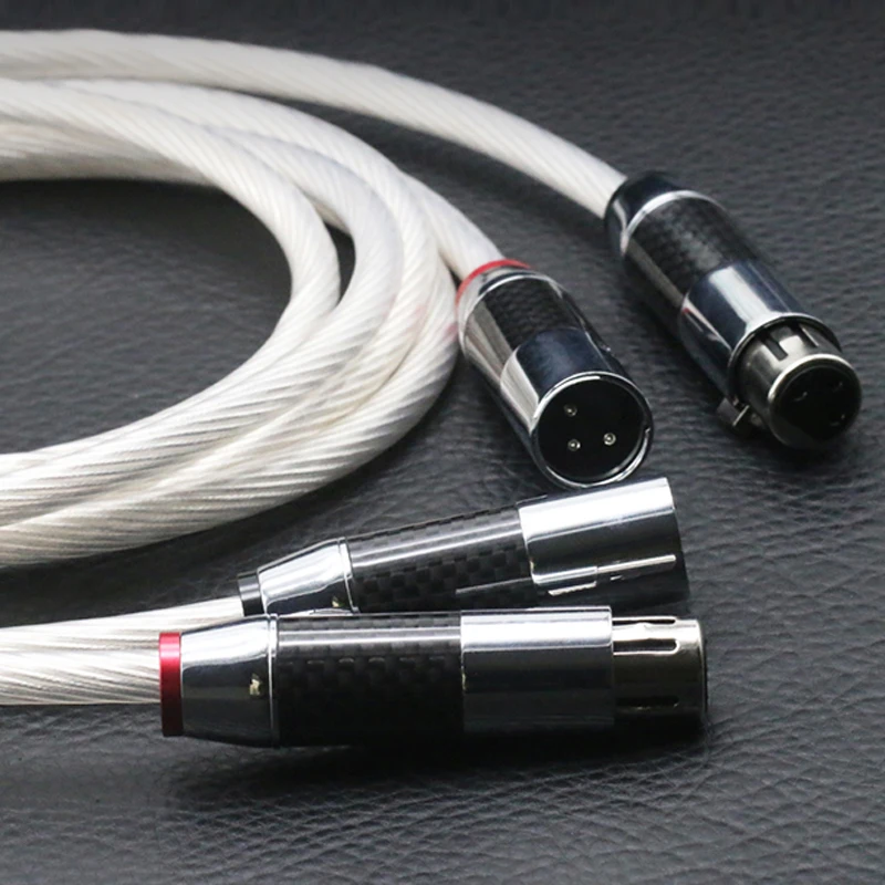 Hifi pure silver 5N OCC cable 2 XLR Male to Female Balance Audio Cable Hi-End 3 Pin XLR Connectors Microphone XLR Cable