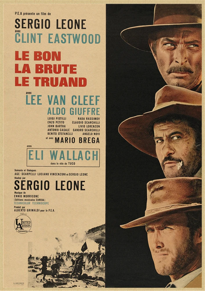 The Good, the Bad and the Ugly  Classic Movie Kraft Paper Poster Bar Cafe Living Room Dining room Wall Decorative Paintings