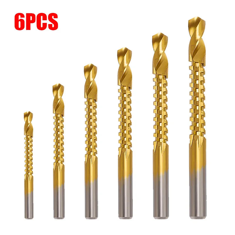 6PCS/Set Cobalt Drill Bit Set Spiral Screw Metric Composite Tap Drill Bit Tap Twist Drill Bit Set Multi-function Metal