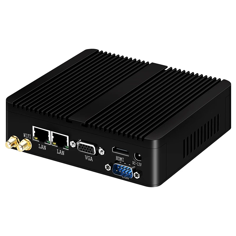 XCY 팬리스 미니 PC, 인텔 셀러론 J6412 듀얼 이더넷, 2x COM RS232 RS485, 윈도우 리눅스 HDMI VGA, 4x USB 와이파이 산업용 컴퓨터 썸네일 4
