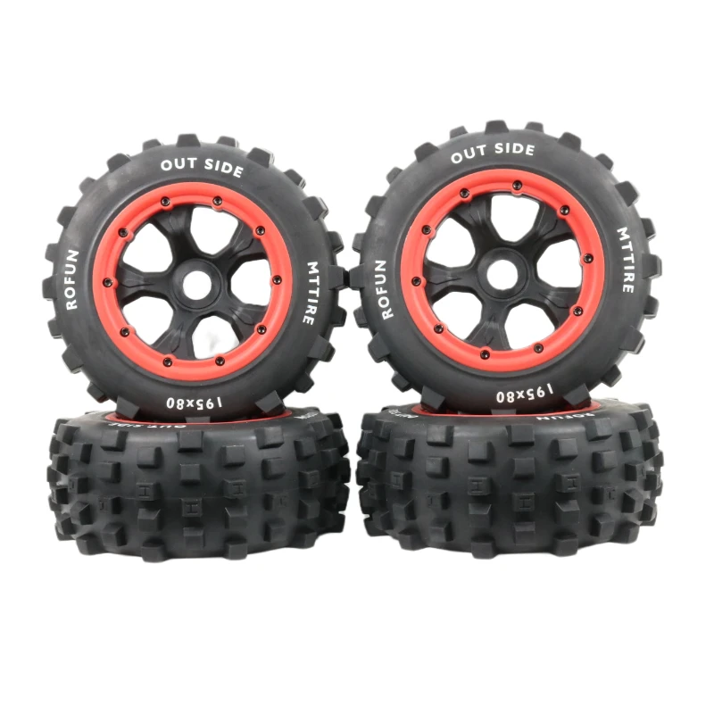 4pcs/set Big Nail Tires Wheel Tyres Hub Set for 1/5 ROFUN KM Baja 5B 5T 5SC LOSI RCING DBXL 5T Rc Car Toys Parts