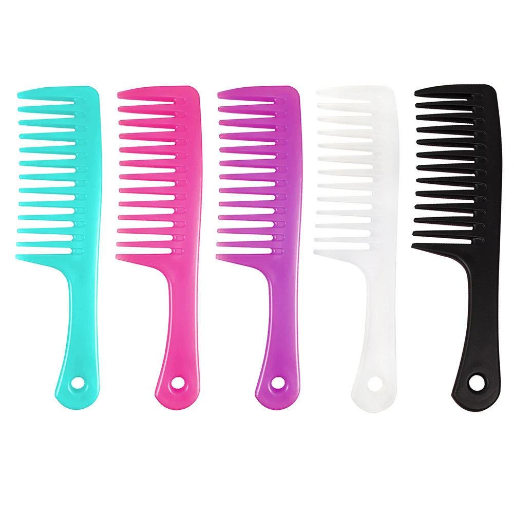 Anti-static Large Wide Tooth Comb Hairdressing Comb Women Hanging Hole Handle Grip Curly Hair Hairbrush Beauty Hair Combs