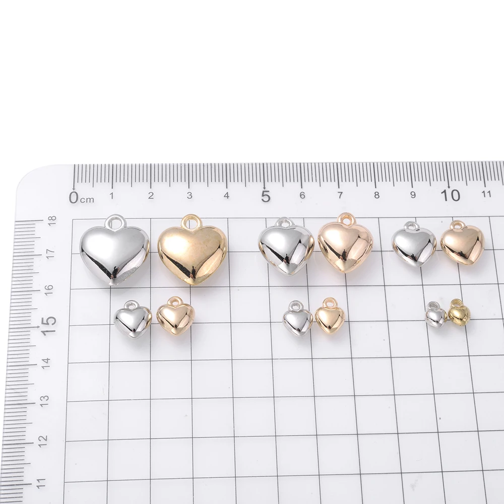 iYOE 50pcs 6-18mm Gold Color Heart Charms CCB Plastic Spacer Beads For Making Bracelet Earring Necklace Pendant DIY Jewelry