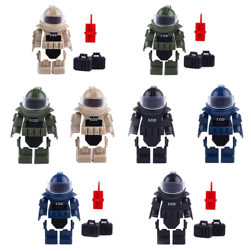 

MOC Military EOD Vest Building Blocks SWAT Armor Helmet City Police Soldiers Figures Weapons Bag Accessories Children DIY Toys