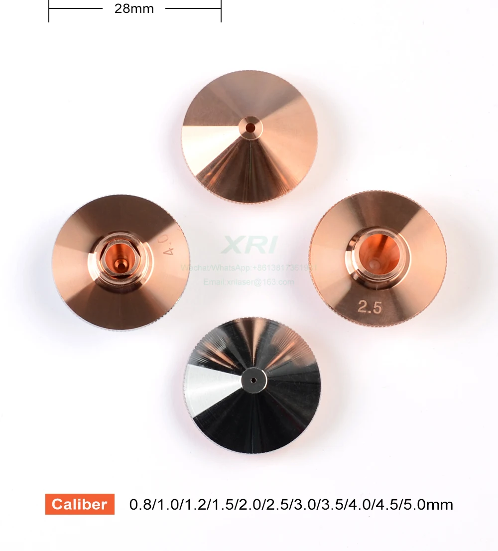 Laser Nozzle For Precitec WSX Dia.28mm Caliber 0.8 - 5.0mm Single Layer / Double Layers Fiber Laser Cutting Nozzles