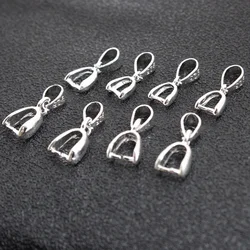 20pcs/lot 925 Stering Silver Pendant Clips Pinch Bail Clasps Buckle Charm Necklace Hook Connector For DIY Jewelry Making