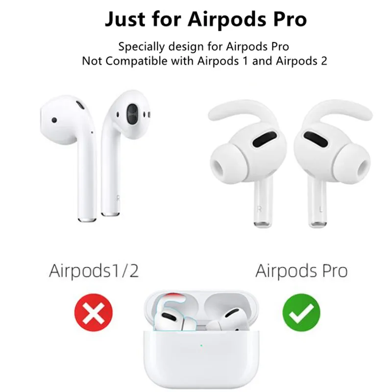 2 Pairs Ear Hooks Covers for AirPods Pro,Anti-Slip Silicone Replacment Earbuds Ear Buds Ear Gels for Apple AirPods Pro Ear Tips