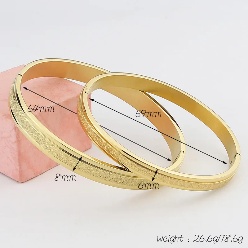 Hot Fashion Stainless Steel Jewelry High Quality Milled Sand Bangle for Woman Man Bracelet Party Gift Wholesale