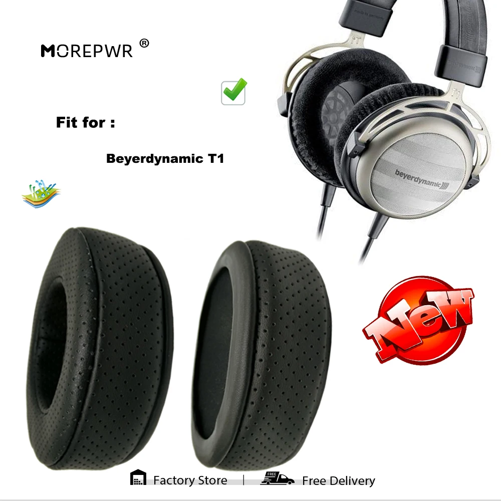 Morepwr New Upgrade Replacement Ear Pads for Beyerdynamic T1 Headset Parts Leather Cushion Velvet Earmuff