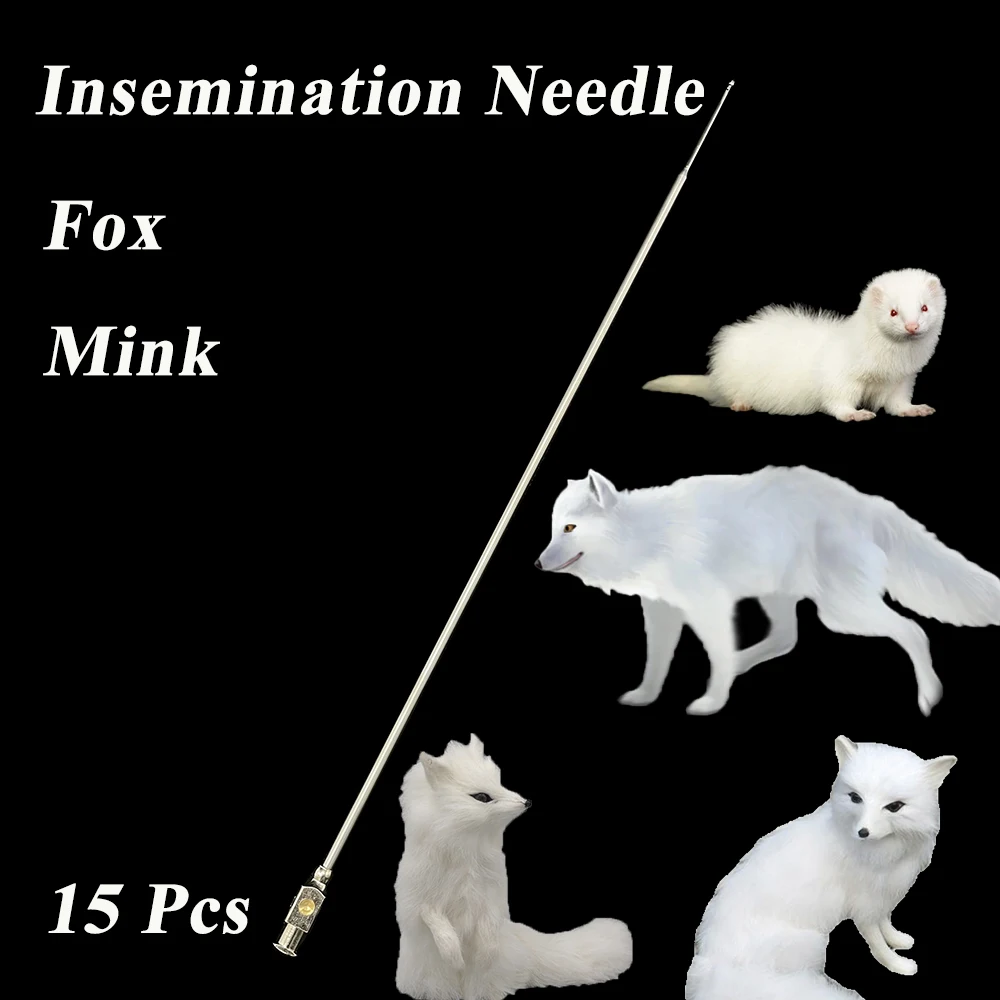 

15PCS Fox Mink Stainless Steel Artificial Insemination Needle Side Shot Sperm Injection Semen Deposition Supplies Farming Tools