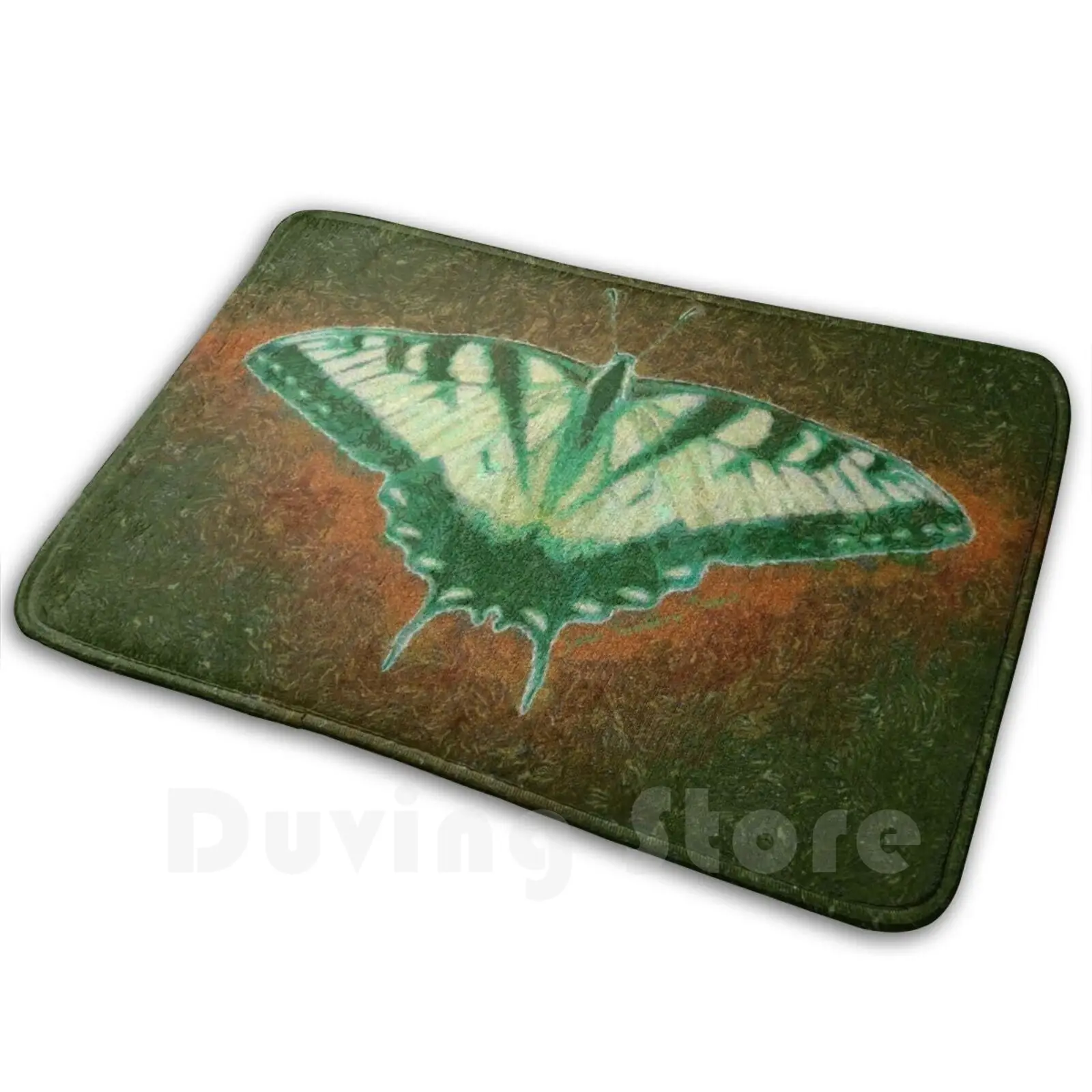 Treasure Carpet Mat Rug Cushion Butterflies Papilio Glaucus Animal Wildlife Tiger Swallowtail Insect Insects Bug Green