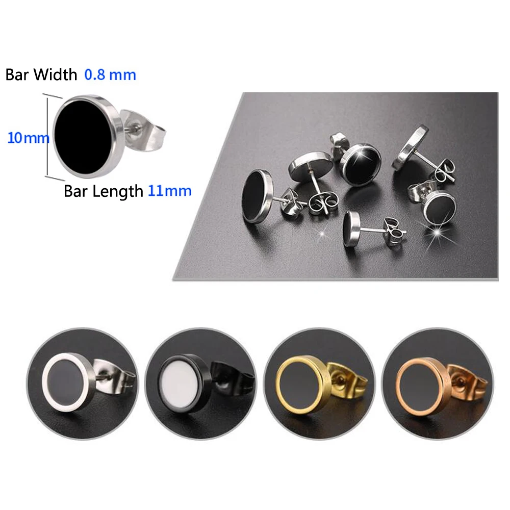 Fashion 1 Pair Round Shape Vintage Stud Earrings for Man Trendy Party Black Earrings Jewelry Men & Women Unisex