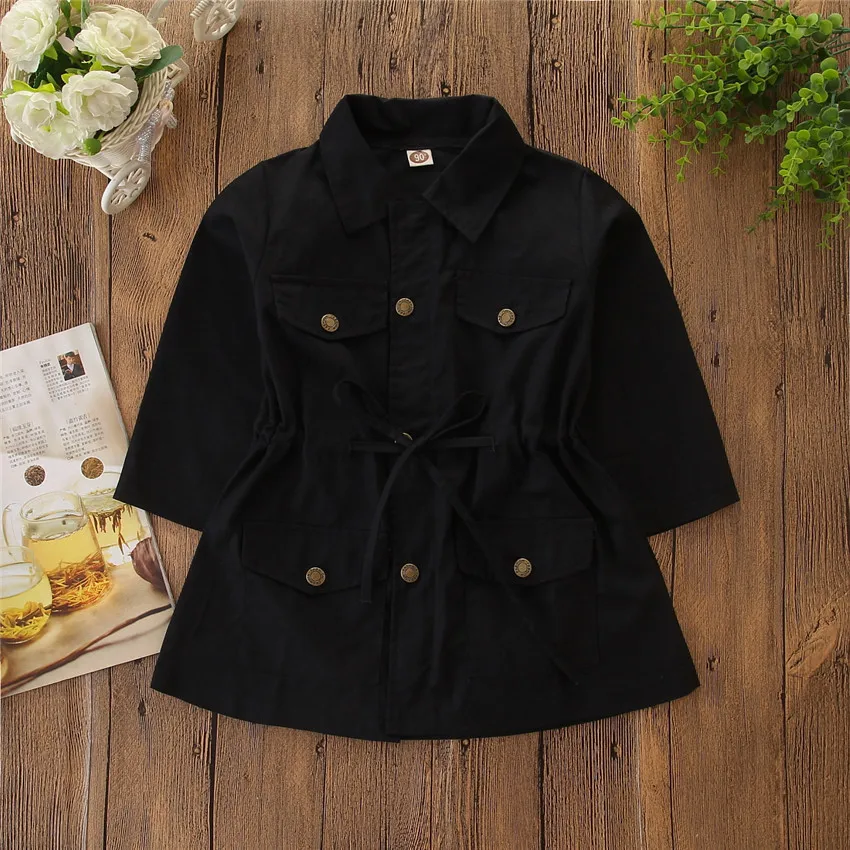 2020 Spring Summer Fashion Baby Girls British Style Kids Jackets Coat Solid Single Breasted Jacket Warm Children Tops 2-7Y hot