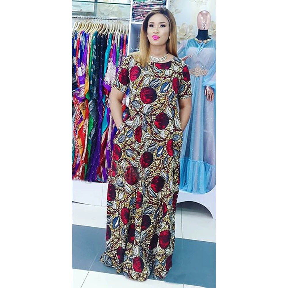 African Long Maxi Dresses For Women 2020 Summer Fashion Africaine Robe Colorful Floral Print Bazin Riche Pullover Nigerian Dress