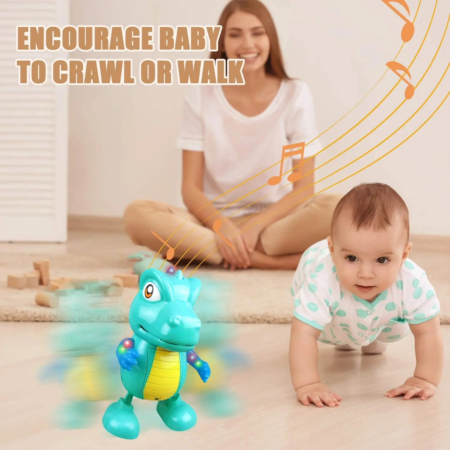 Musical Dancing Dinosaur Baby Toy, Electric Dancing and Singing Toys with Lights and Sounds for Toddlers Age 1 2 3 Birthday Gift