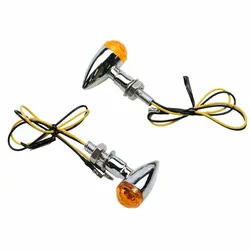 Chrome+Amber Lens Mini Bullet Universal Motors Turn Signal Light Indicator