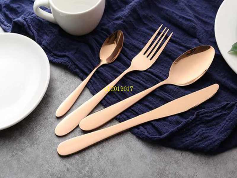 high-grade Rose gold cutlery flatware set spoon fork knife teaspoon stainless dinnerware set cutlery tableware set