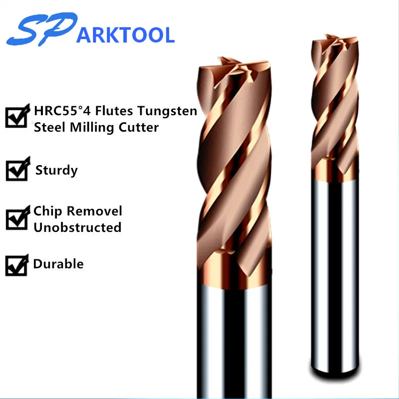 

HRC55 4 Flute Carbide Flat Endmill Tungsten Carbide End Mill CNC Tools Fresa Metal Steel Frez Router Bit Milling Cutter