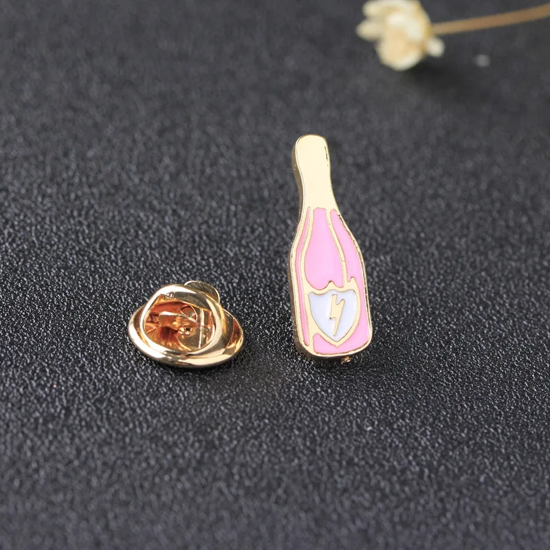 Mini Cute Wine And Glasses Enamel Pins Bottle Cup Brooches Clothes Lapel Pin Badge Cartoon Jewelry Gift for Women Men Party Time